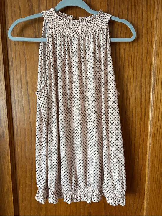 Adrianna Papell Tops - Adrianna Papell Cream Sleeveless Smocked Neck Tank with Black Dot Print
